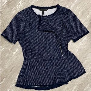 BCBG NAVY BLUE PEPLUM TOP